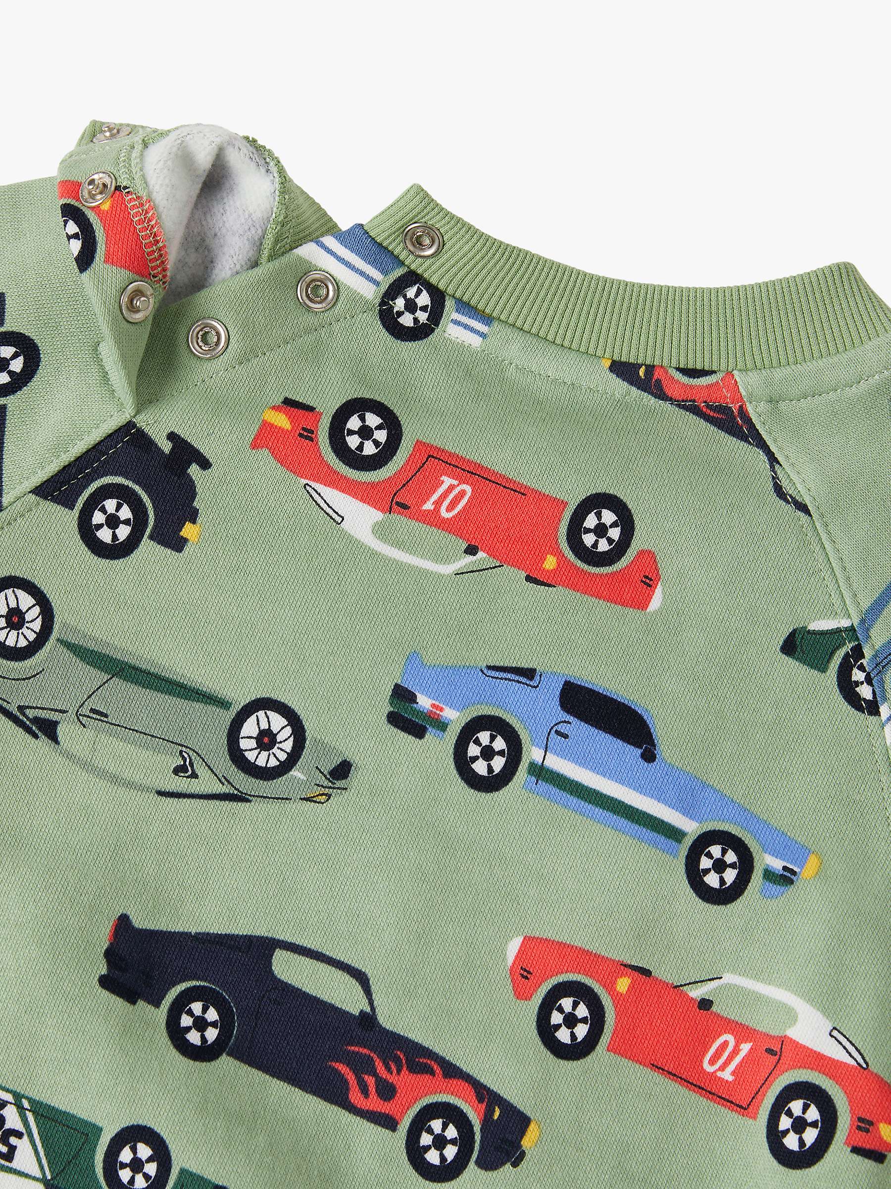 Buy Polarn O. Pyret Kids' Organic Cotton Car Print Sweatshirt, Green Online at johnlewis.com