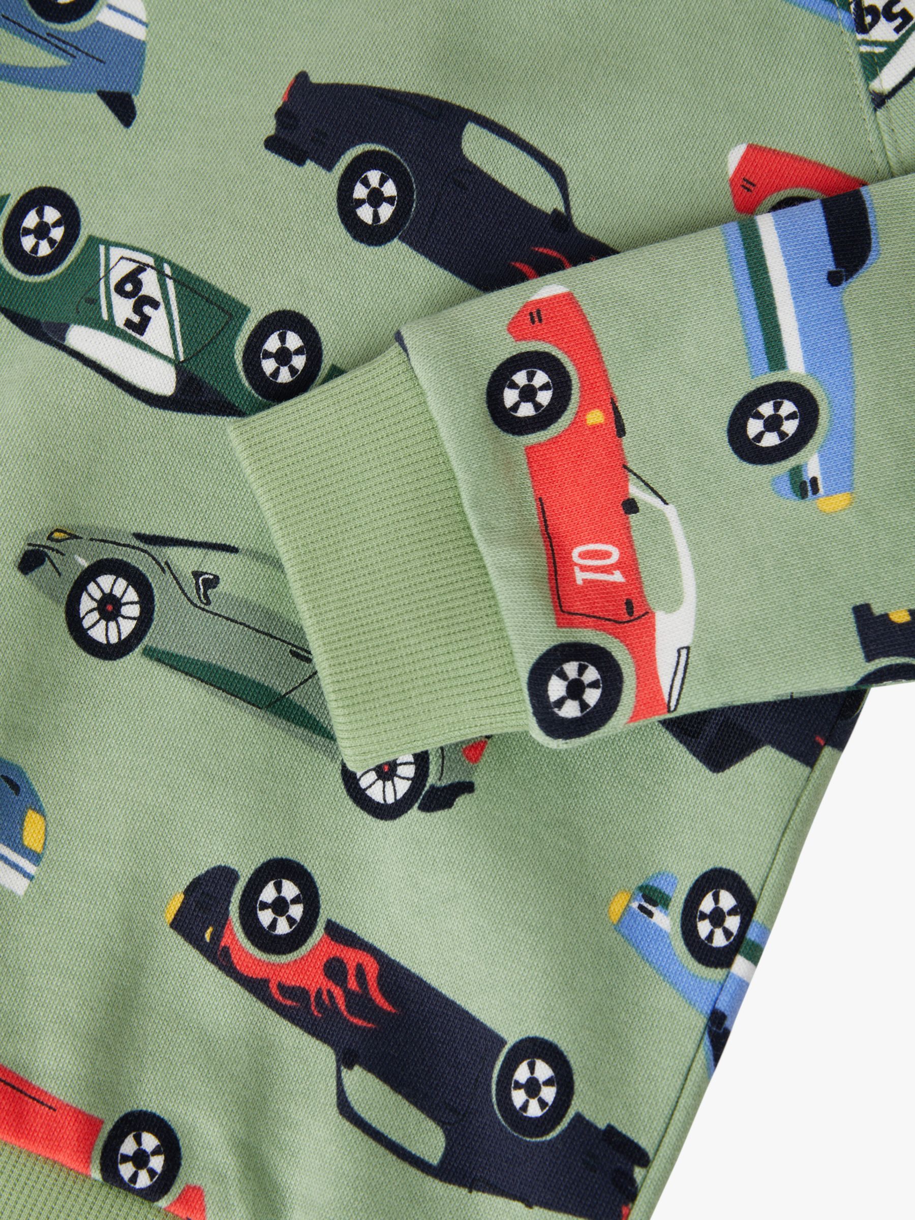 Buy Polarn O. Pyret Kids' Organic Cotton Car Print Sweatshirt, Green Online at johnlewis.com