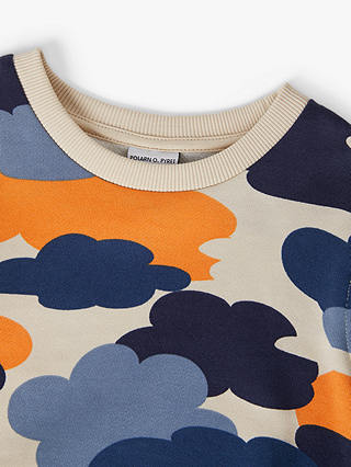 Polarn O. Pyret Kids' Organic Cotton Cloud Print Sweatshirt, Natural/Multi