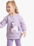 Polarn O. Pyret Kids' Organic Cotton Unicorn Sweatshirt, Purple, Purple
