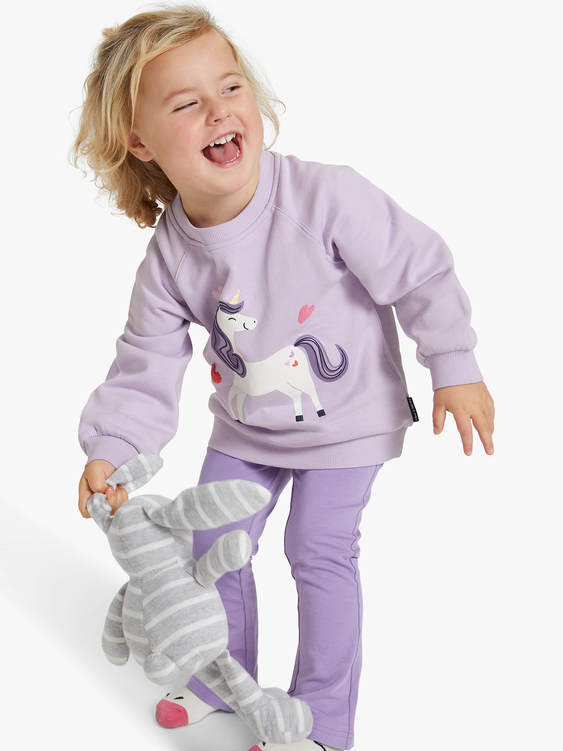 Buy Polarn O. Pyret Kids' Organic Cotton Unicorn Sweatshirt, Purple Online at johnlewis.com