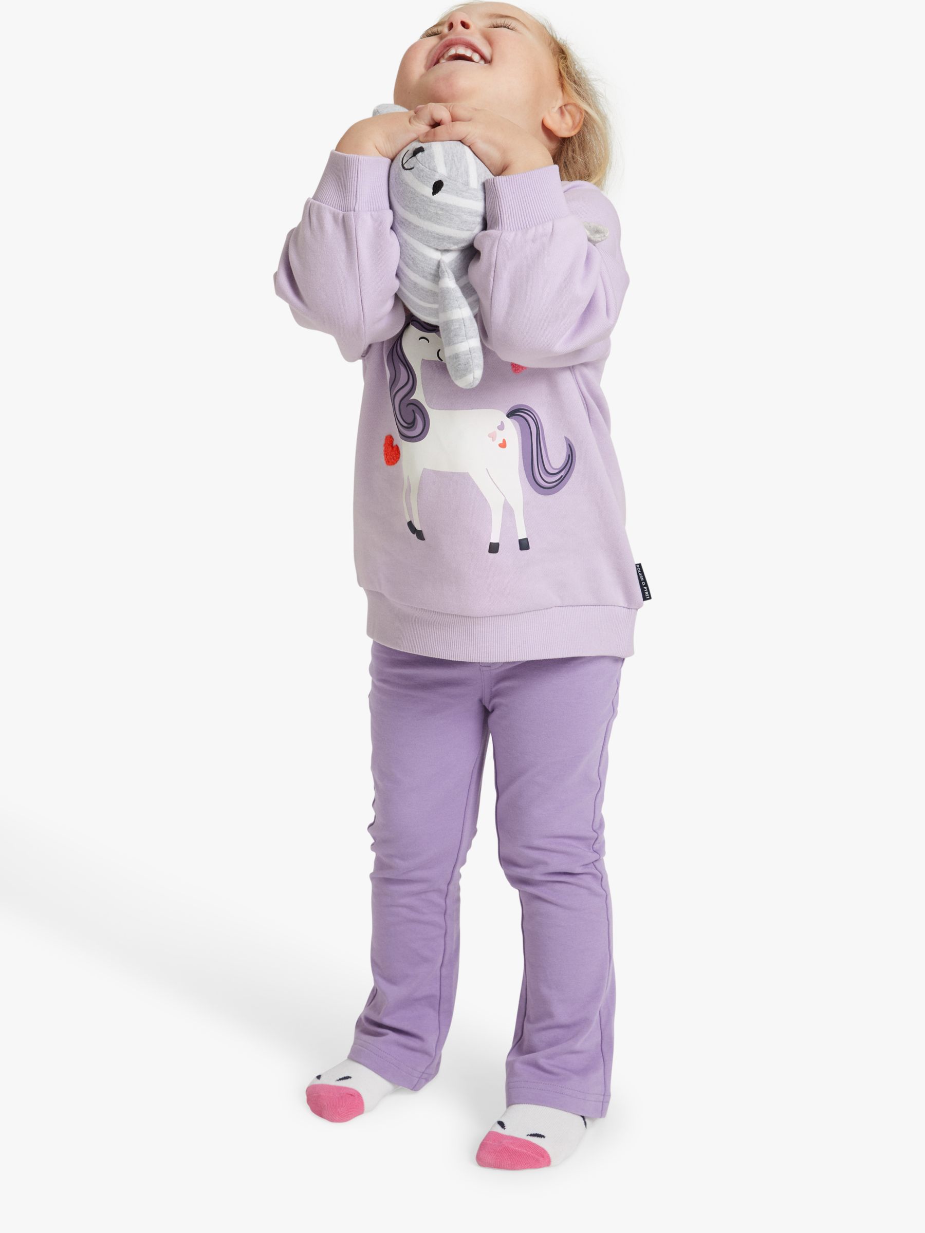 Buy Polarn O. Pyret Kids' Organic Cotton Unicorn Sweatshirt, Purple Online at johnlewis.com