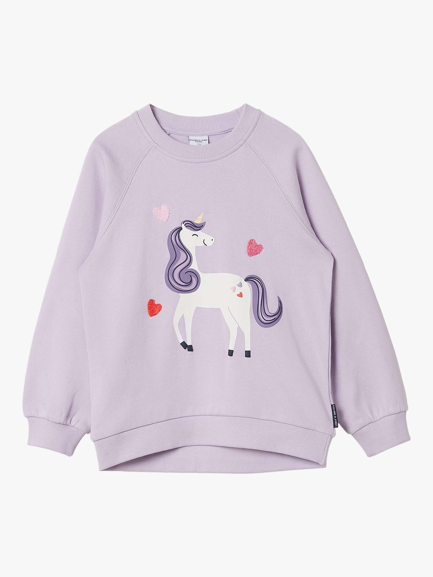 Buy Polarn O. Pyret Kids' Organic Cotton Unicorn Sweatshirt, Purple Online at johnlewis.com