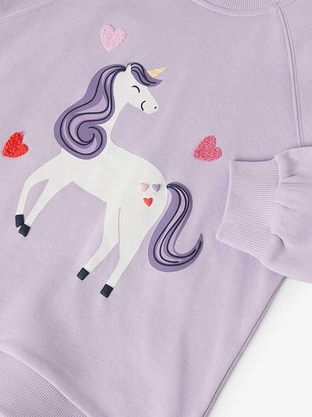 Polarn O. Pyret Kids' Organic Cotton Unicorn Sweatshirt, Purple