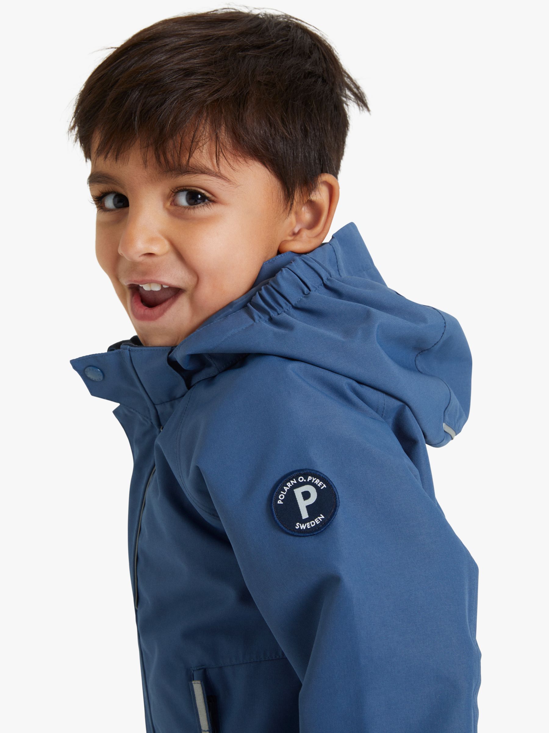 Polarn O. Pyret Kids' Recycled Waterproof Shell Hooded Coat, Blue, 9-12 months