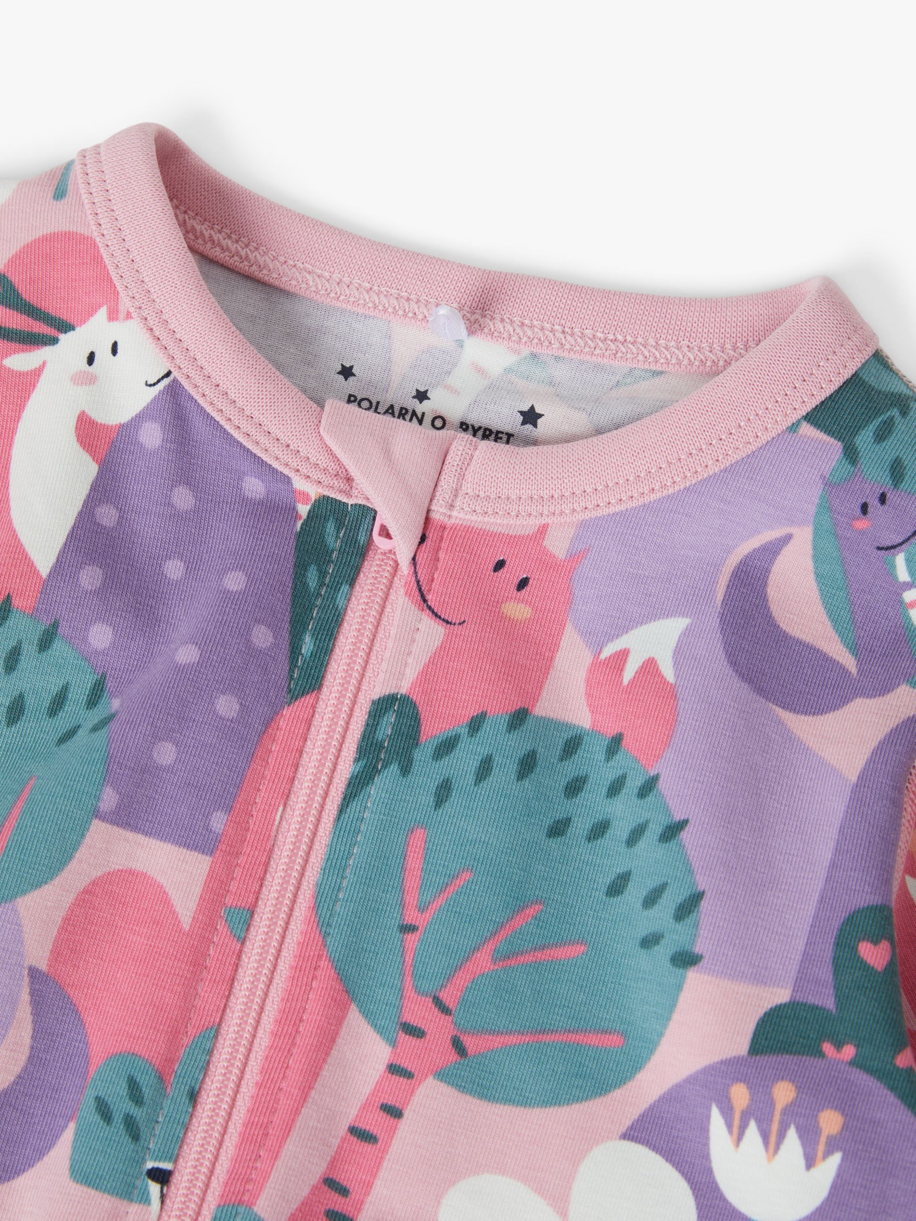 Buy Polarn O. Pyret Baby Organic Cotton Forest Print Onesie, Pink Online at johnlewis.com