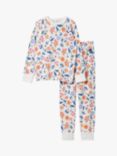 Polarn O. Pyret Kids' Organic Cotton Floral Print Pyjamas, White, White