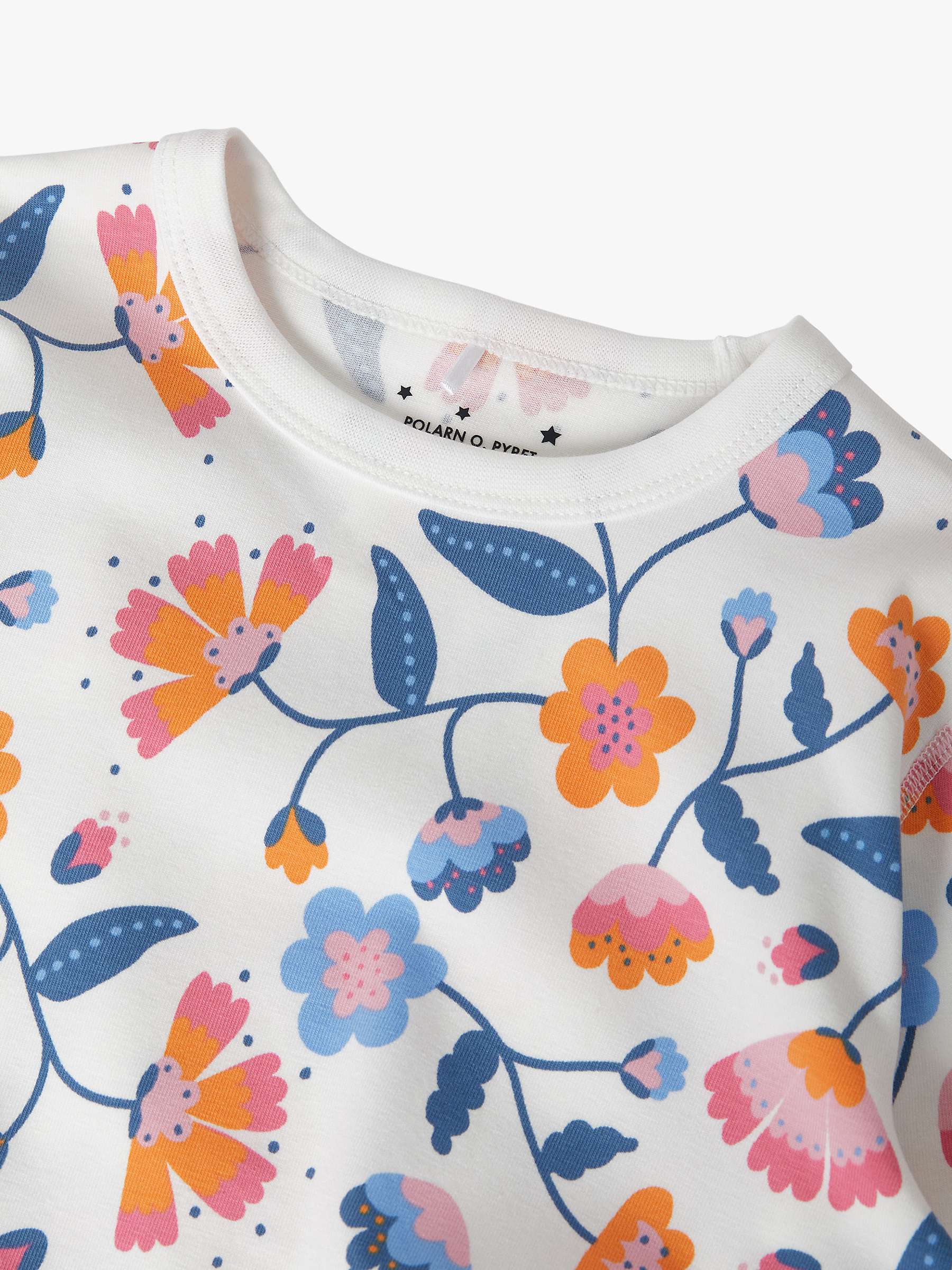 Buy Polarn O. Pyret Kids' Organic Cotton Floral Print Pyjamas, White Online at johnlewis.com