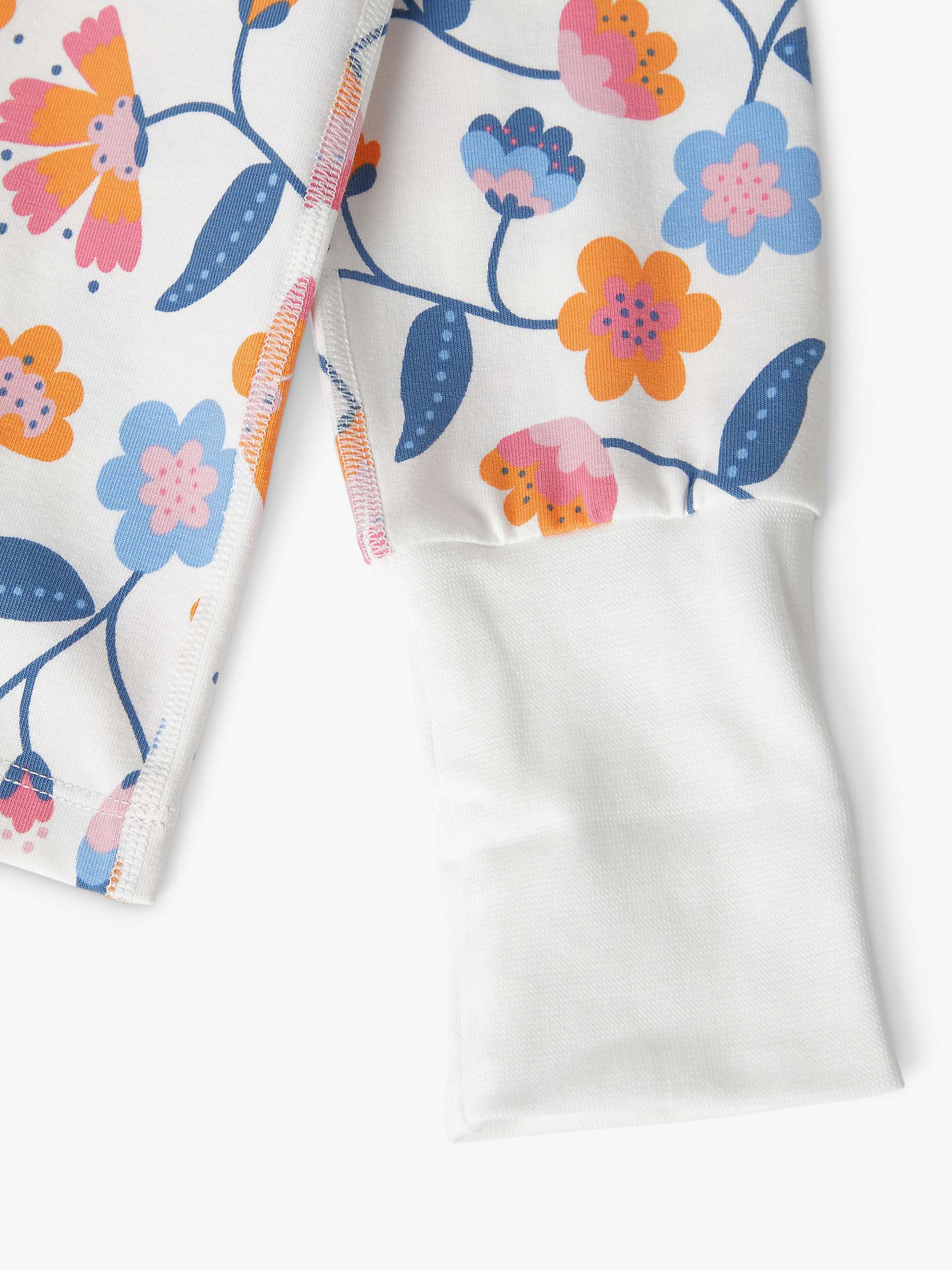 Buy Polarn O. Pyret Kids' Organic Cotton Floral Print Pyjamas, White Online at johnlewis.com