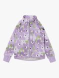 Polarn O. Pyret Kids' Floral Print Fleece Zip Through Jacket, Purple