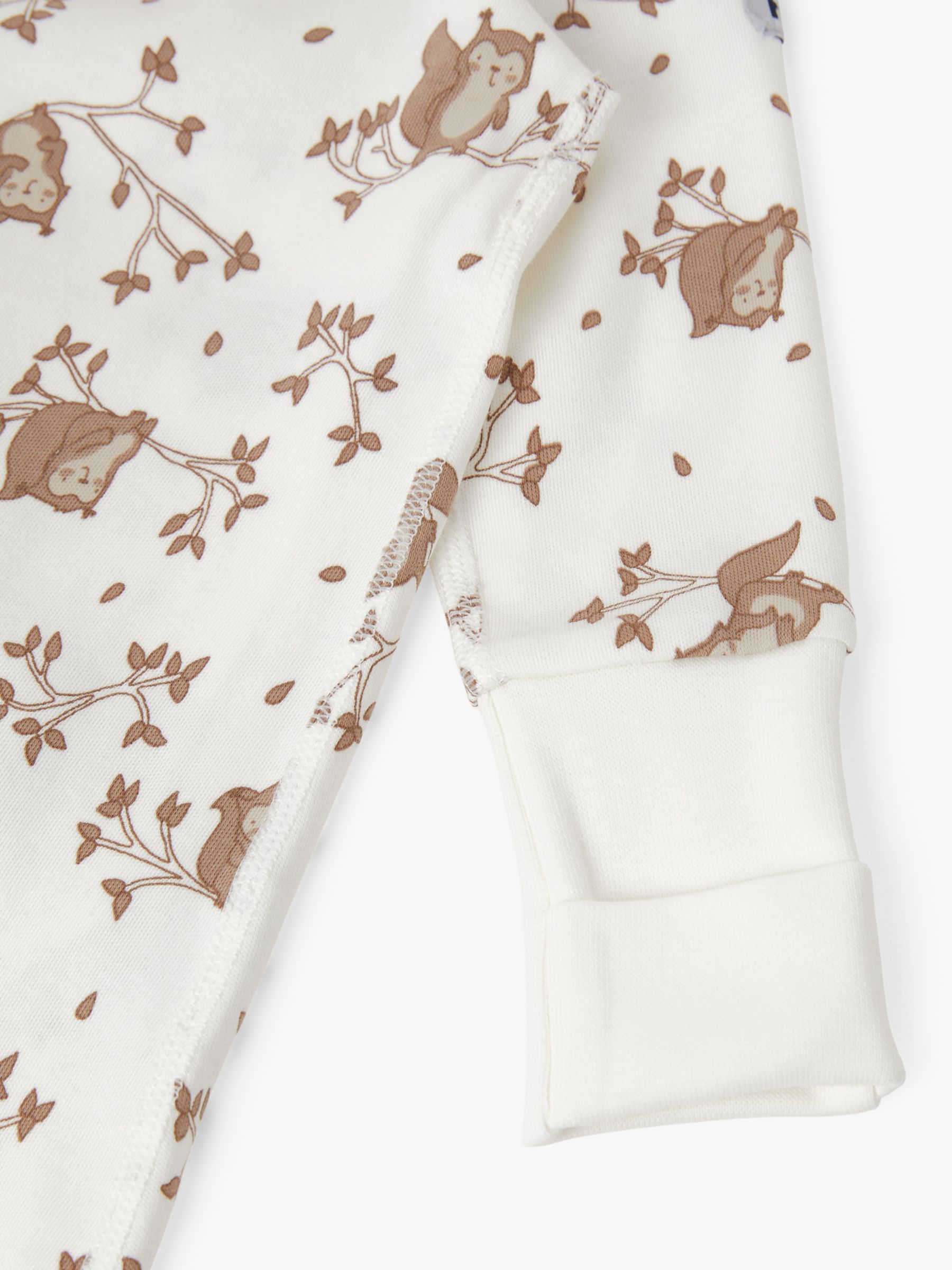 Buy Polarn O. Pyret Baby Organic Cotton Squirrel Print Wrap Romper, White Online at johnlewis.com