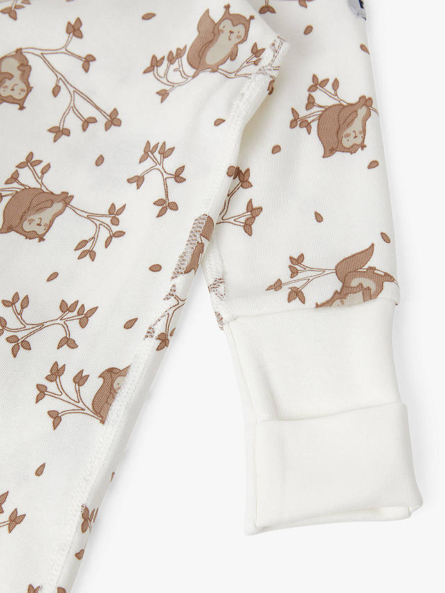 Polarn O. Pyret Baby Organic Cotton Squirrel Print Wrap Romper, White
