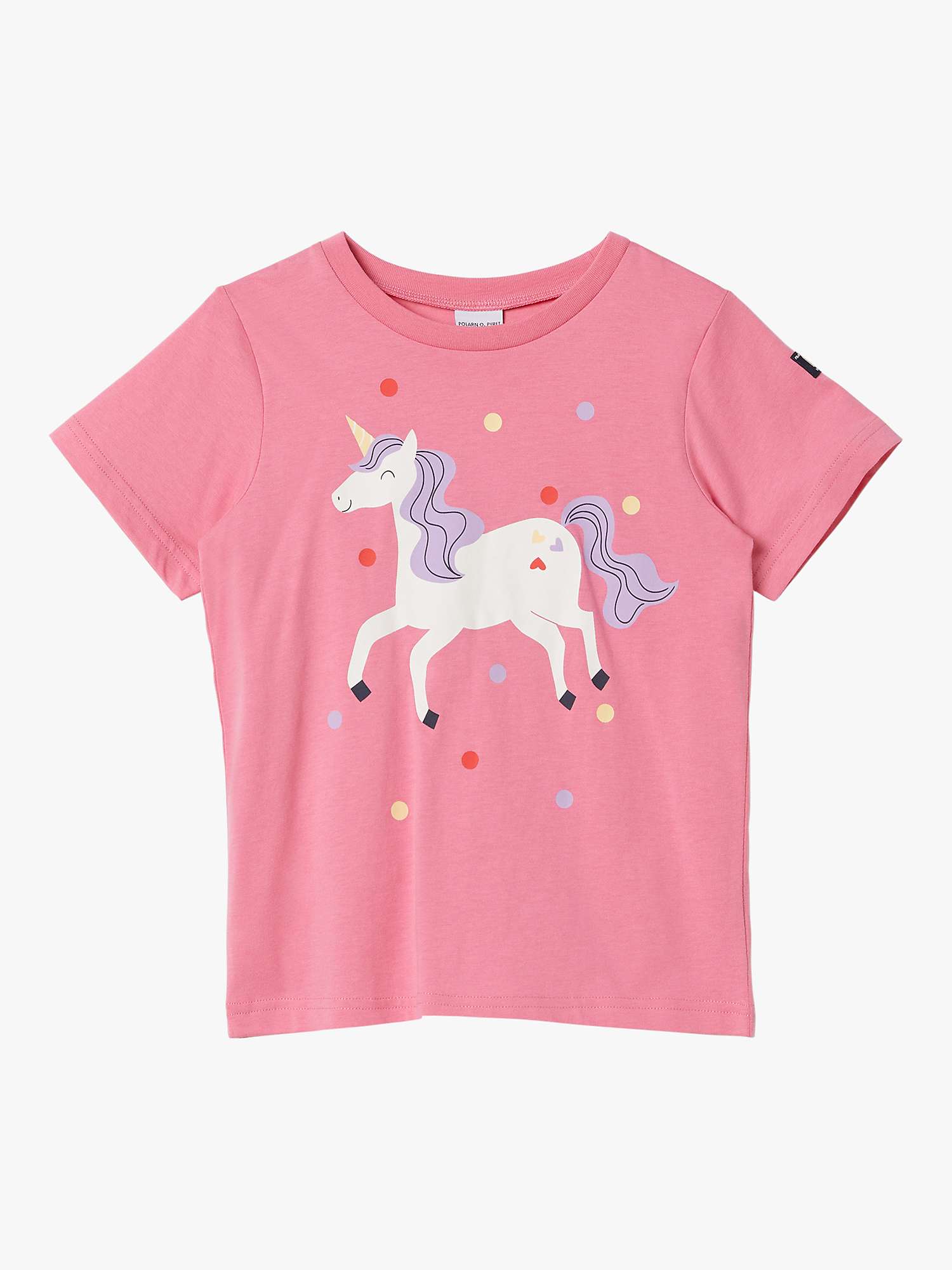 Buy Polarn O. Pyret Kids' GOTS Organic Cotton Unicorn T-Shirt, Pink Online at johnlewis.com