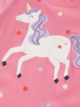 Polarn O. Pyret Kids' GOTS Organic Cotton Unicorn T-Shirt, Pink, Pink