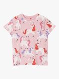 Polarn O. Pyret Kids' Organic Cotton Unicorn Print T-Shirt, Pink