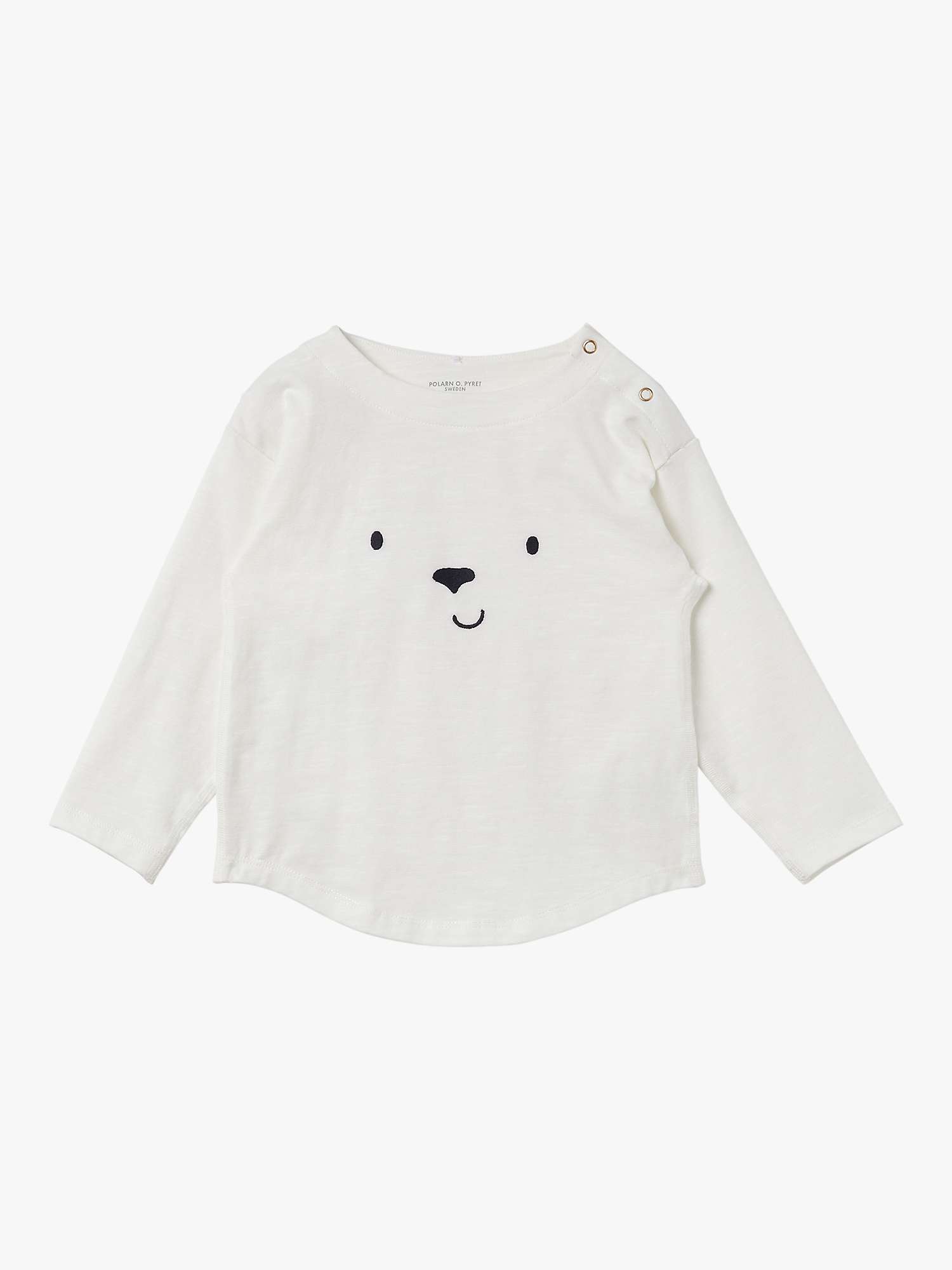 Buy Polarn O. Pyret Baby Organic Cotton Face Print Long Sleeve Top, White Online at johnlewis.com