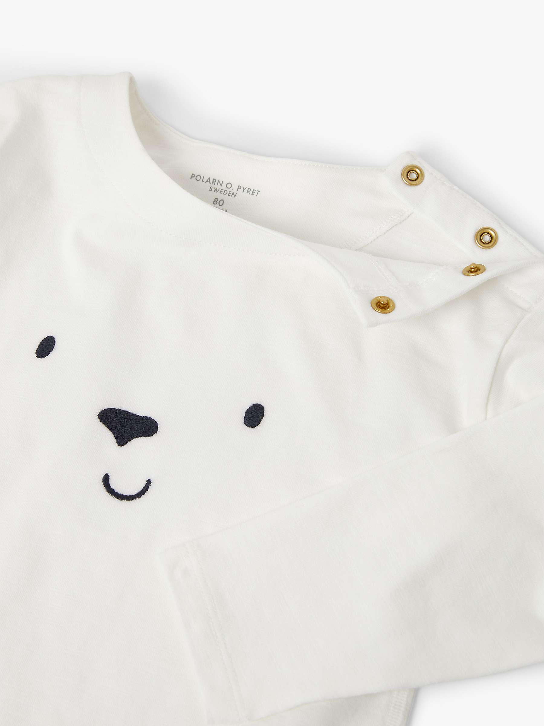 Buy Polarn O. Pyret Baby Organic Cotton Face Print Long Sleeve Top, White Online at johnlewis.com