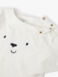 Polarn O. Pyret Baby Organic Cotton Face Print Long Sleeve Top, White, White