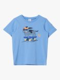 Polarn O. Pyret Kids' GOTS Organic Cotton Dog T-Shirt, Blue, Blue