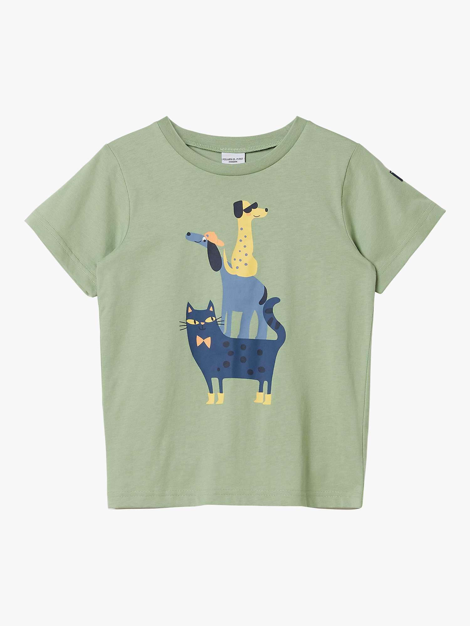 Buy Polarn O. Pyret Kids' GOTS Organic Cotton Animals T-Shirt, Green Online at johnlewis.com