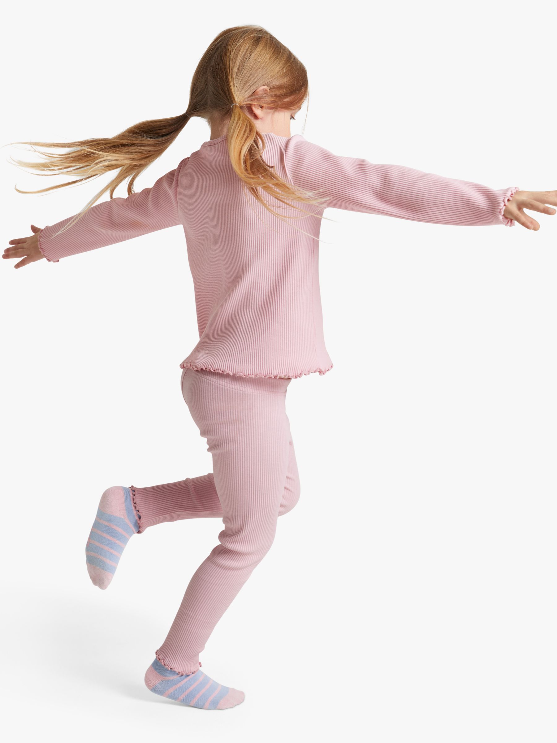 Buy Polarn O. Pyret Kids' Organic Cotton Ribbed Leggings, Pink Online at johnlewis.com