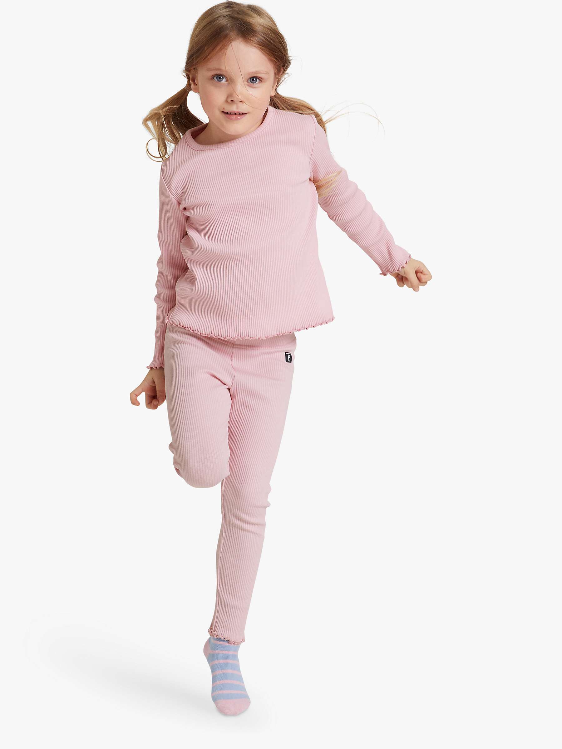 Buy Polarn O. Pyret Kids' Organic Cotton Ribbed Leggings, Pink Online at johnlewis.com