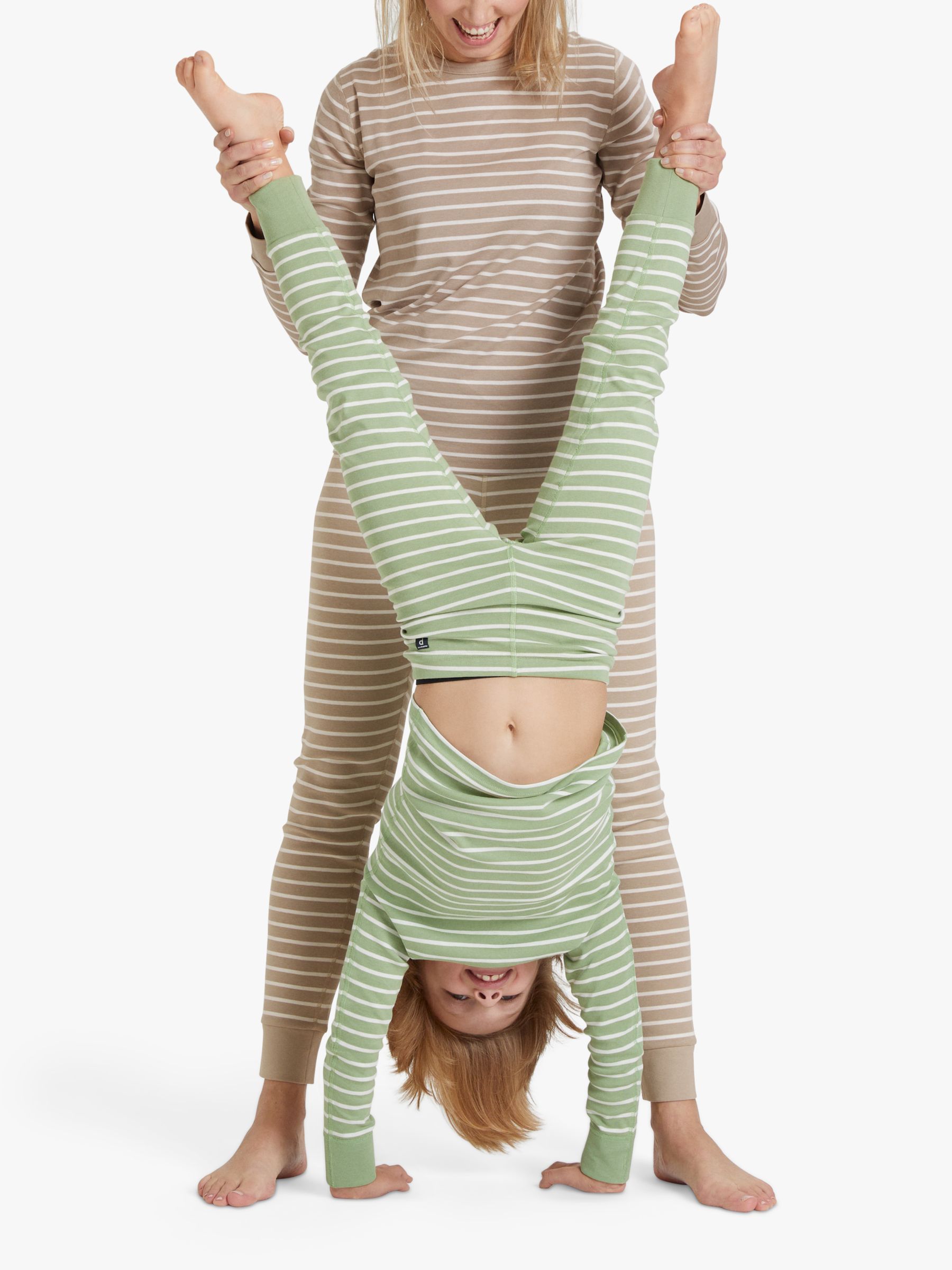 Polarn O. Pyret Kids' GOTS Organic Cotton Stripe Leggings, Green, 12-18 months