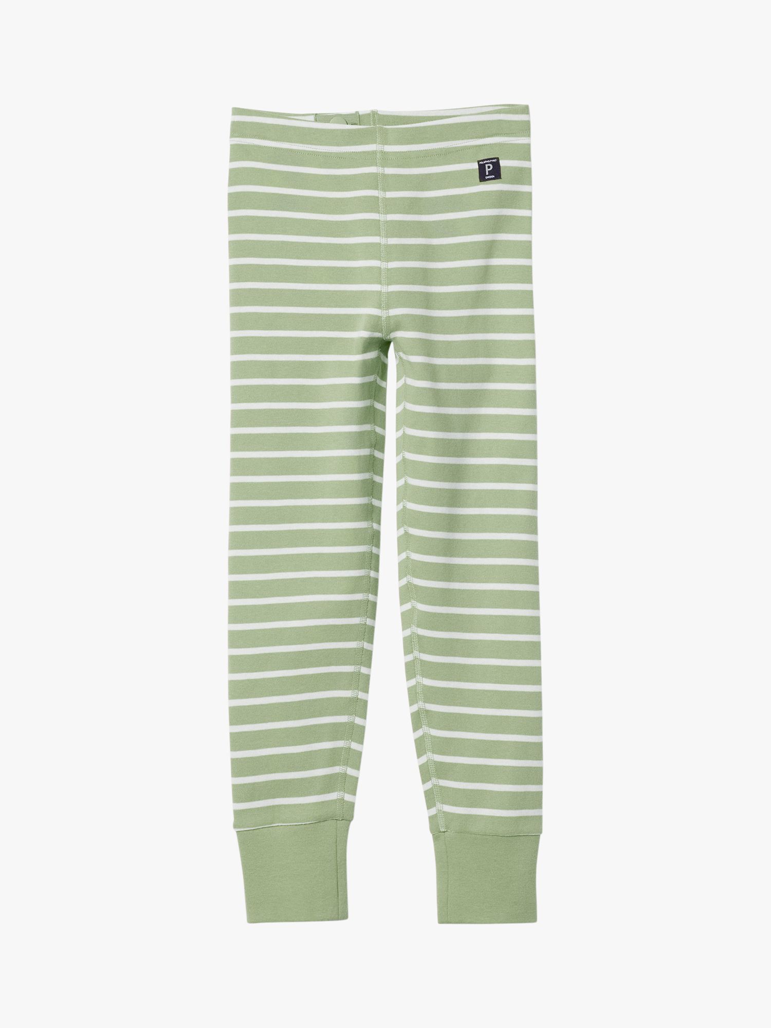 Polarn O. Pyret Kids' GOTS Organic Cotton Stripe Leggings, Green, 12-18 months