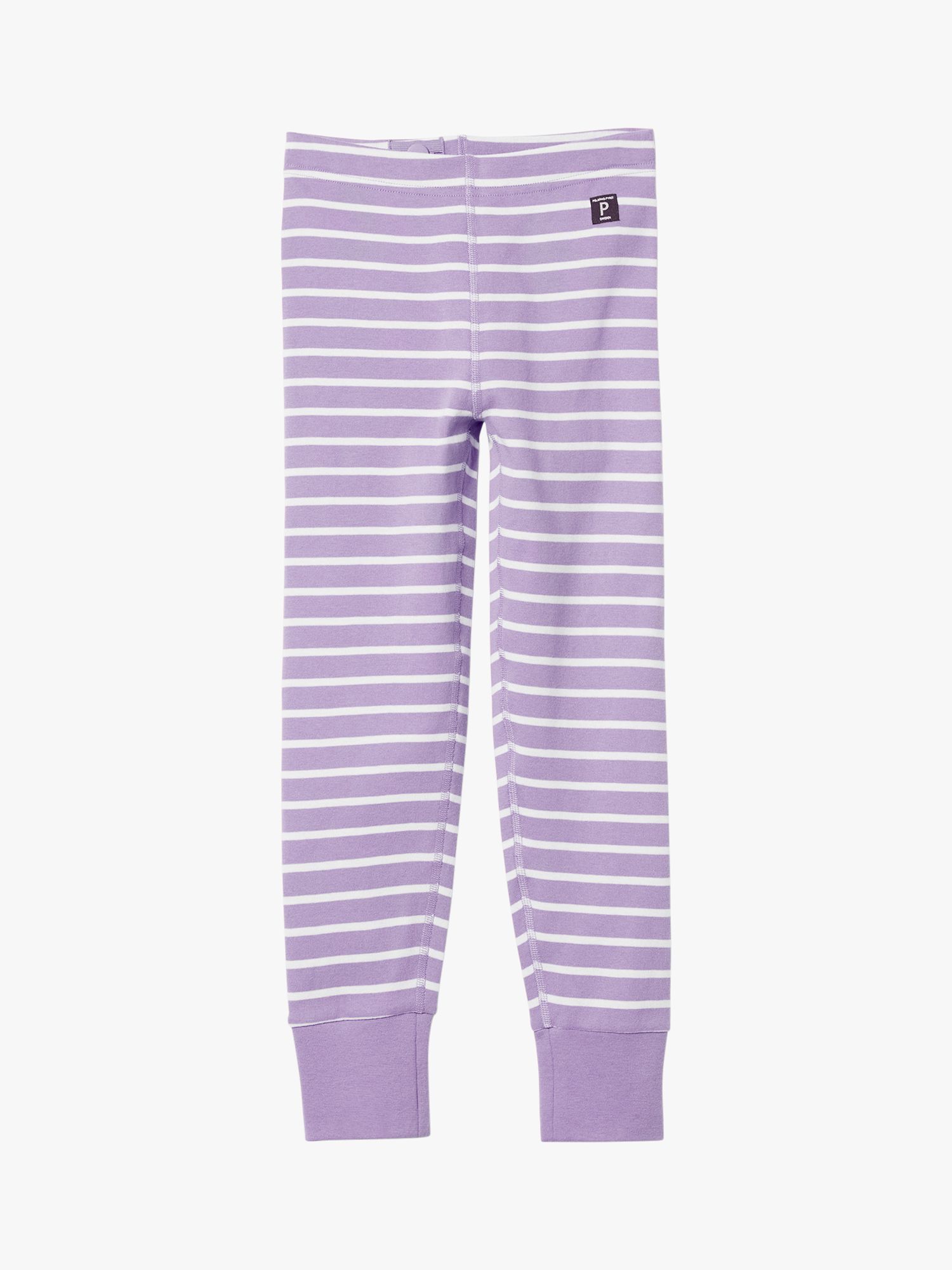 Polarn O. Pyret Kids' GOTS Organic Cotton Stripe Leggings, Purple, 12-18 months