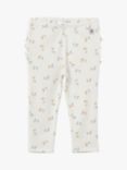 Polarn O. Pyret Baby Organic Cotton Rib Floral Print Ruffle Leggings, White, White