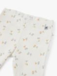 Polarn O. Pyret Baby Organic Cotton Rib Floral Print Ruffle Leggings, White, White
