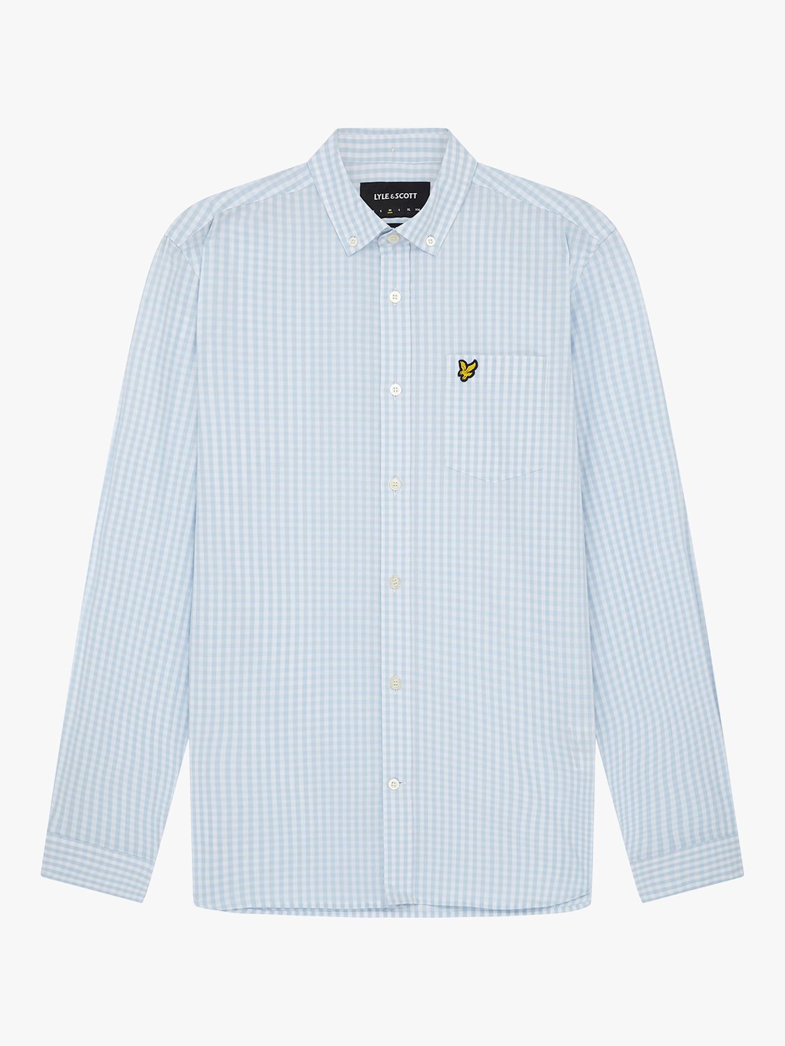 Lyle & Scott Long Sleeve Slim Fit Gingham Shirt, Blue/White, XS
