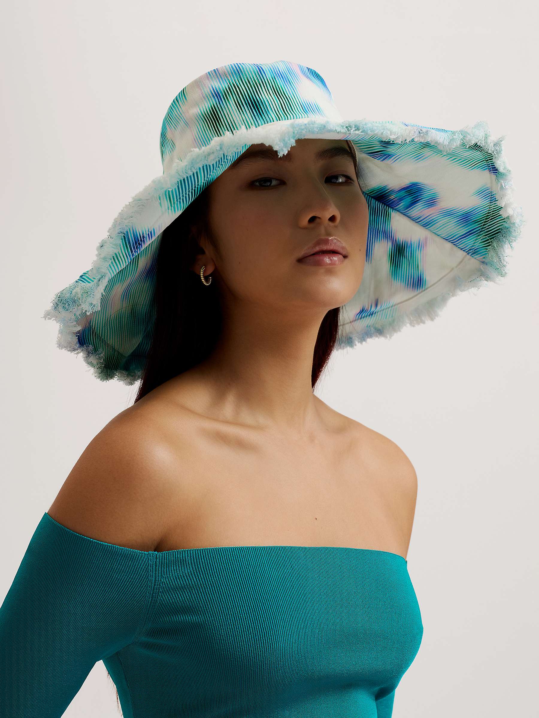 Buy Ted Baker Fiionn Floral Printed Beach Hat, White/Multi Online at johnlewis.com