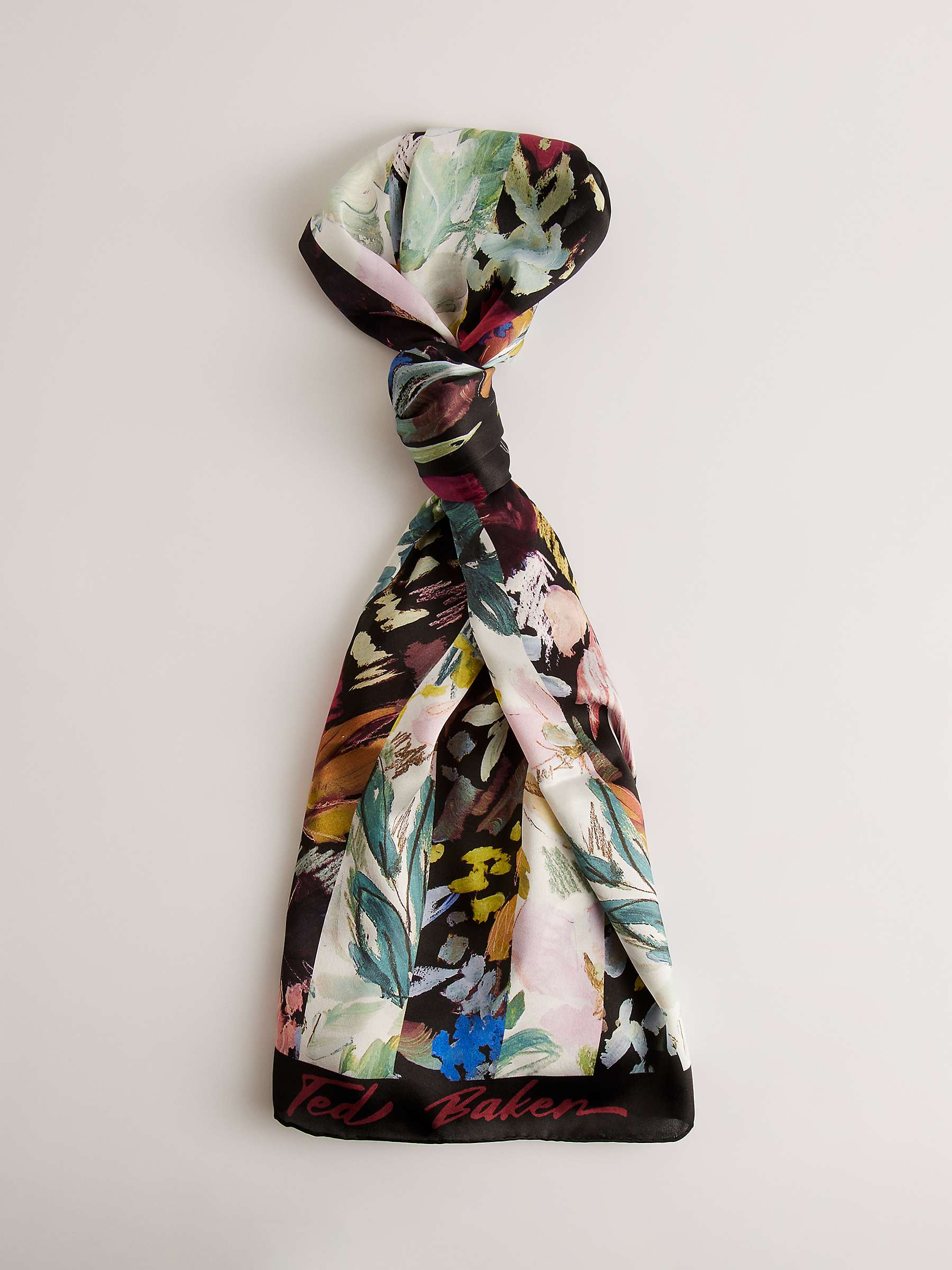 Buy Ted Baker Cattiaa Floral Print Silk Scarf, Black/Multi Online at johnlewis.com