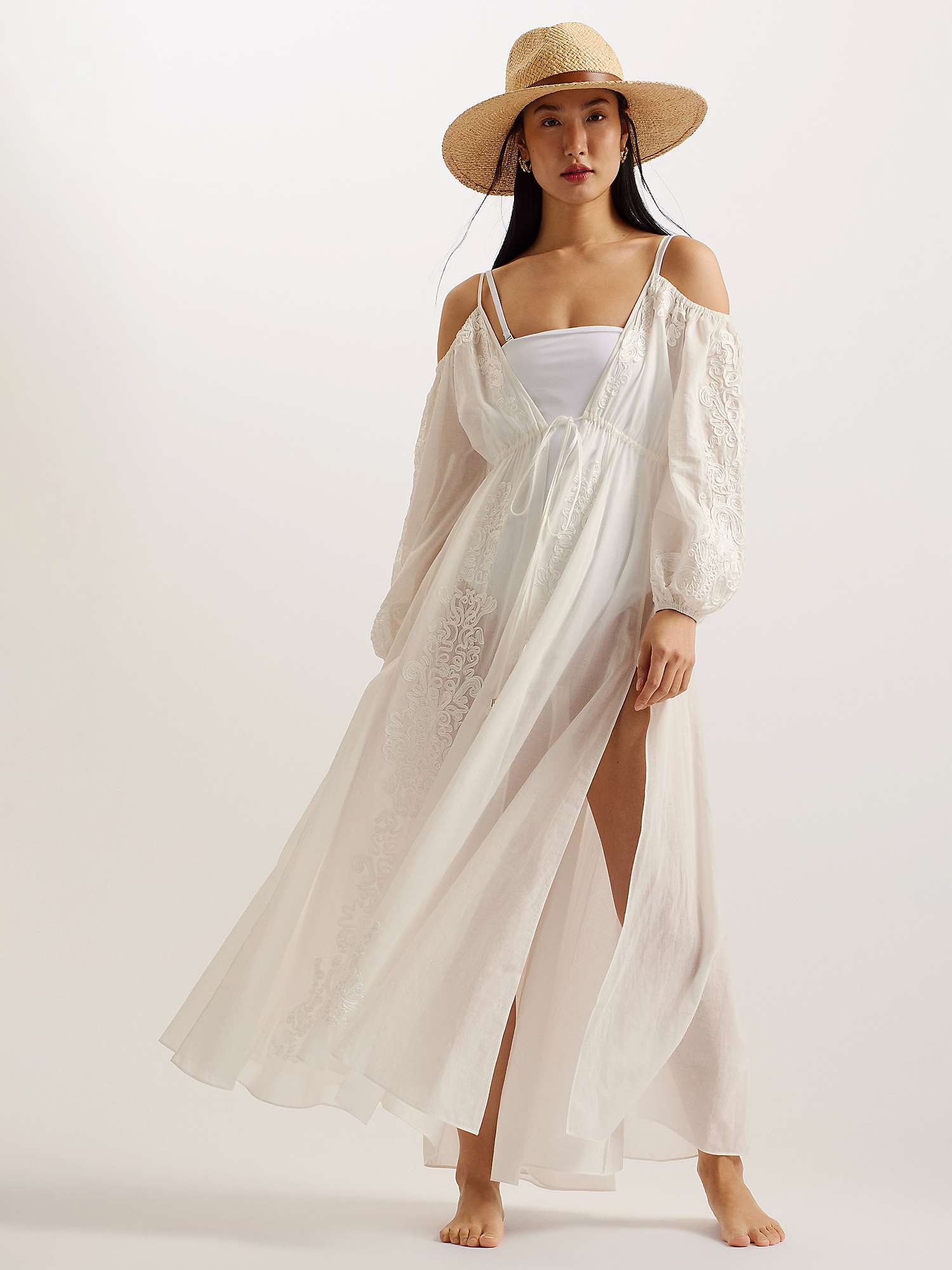 Buy Ted Baker Daeseey Embroidered Maxi Cover Up, Ivory Online at johnlewis.com