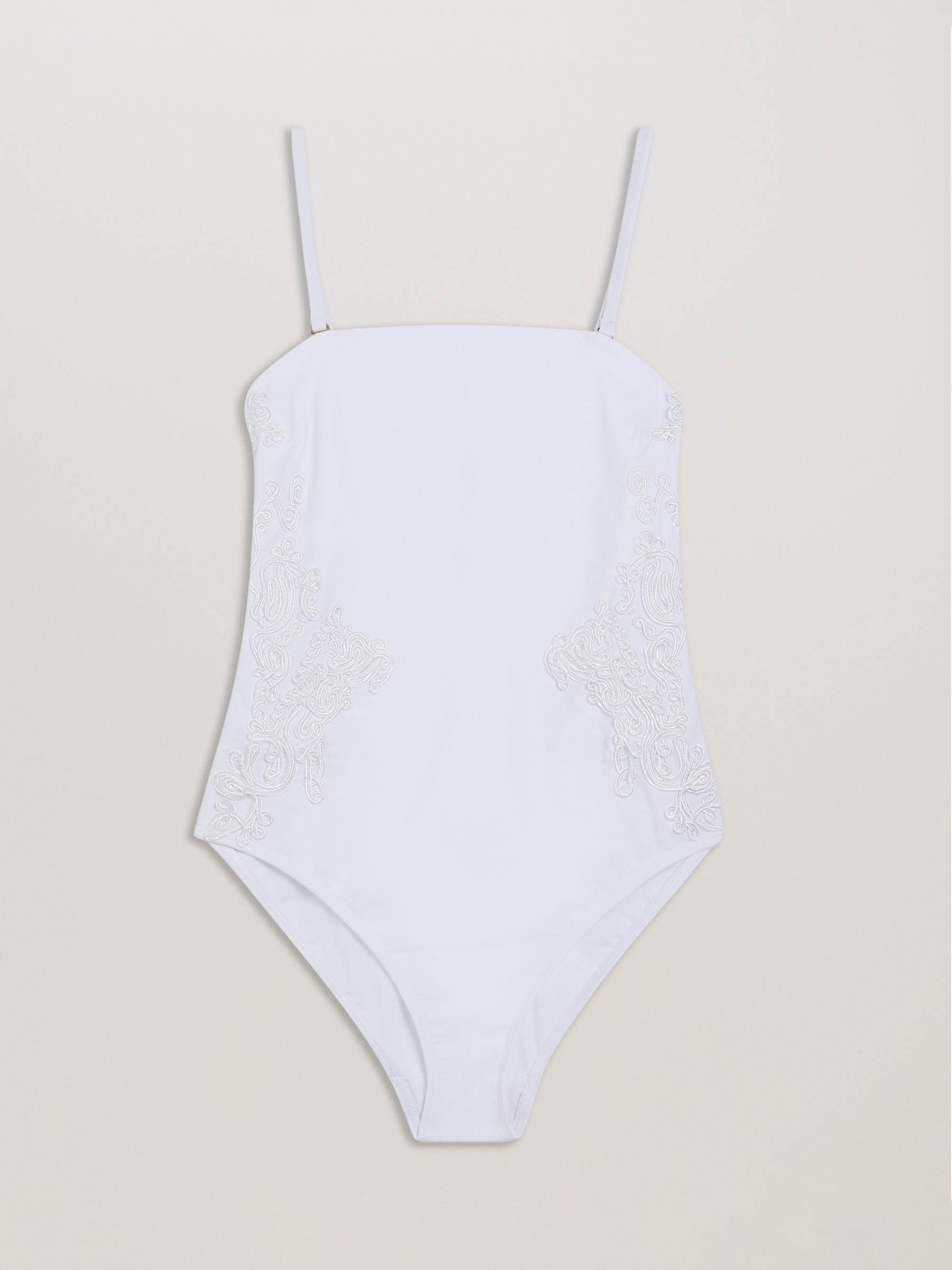 Ted Baker Adyann Embroidery Detail Swimsuit, White, 12