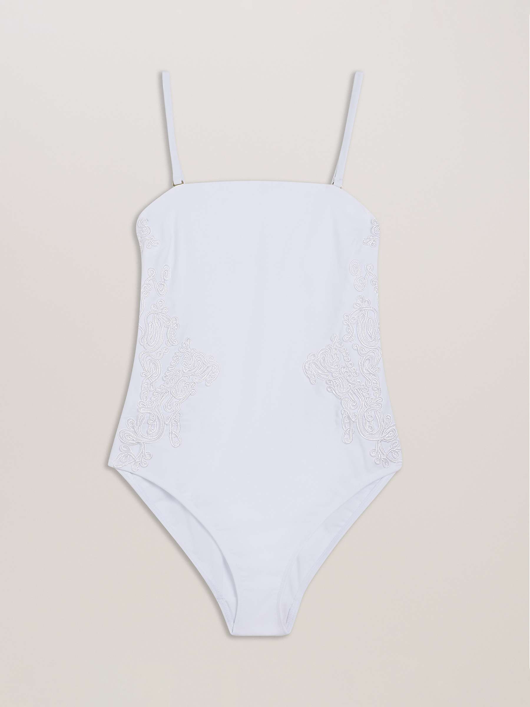Buy Ted Baker Adyann Embroidery Detail Swimsuit, White Online at johnlewis.com