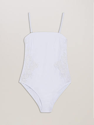 Ted Baker Adyann Embroidery Detail Swimsuit, White