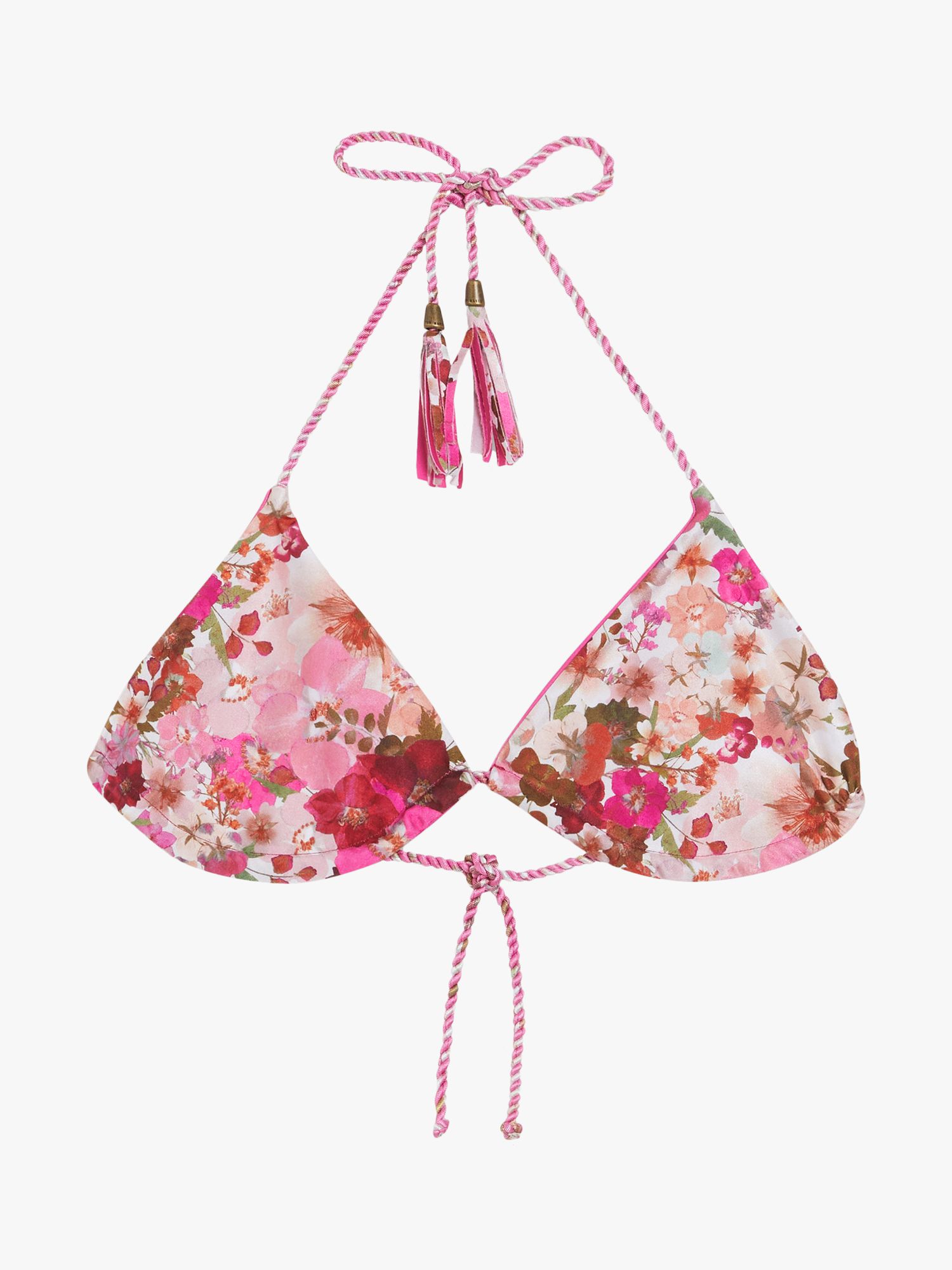 Ted Baker Veneza Reversible Triangle Bikini Top, Pink/Multi, 8