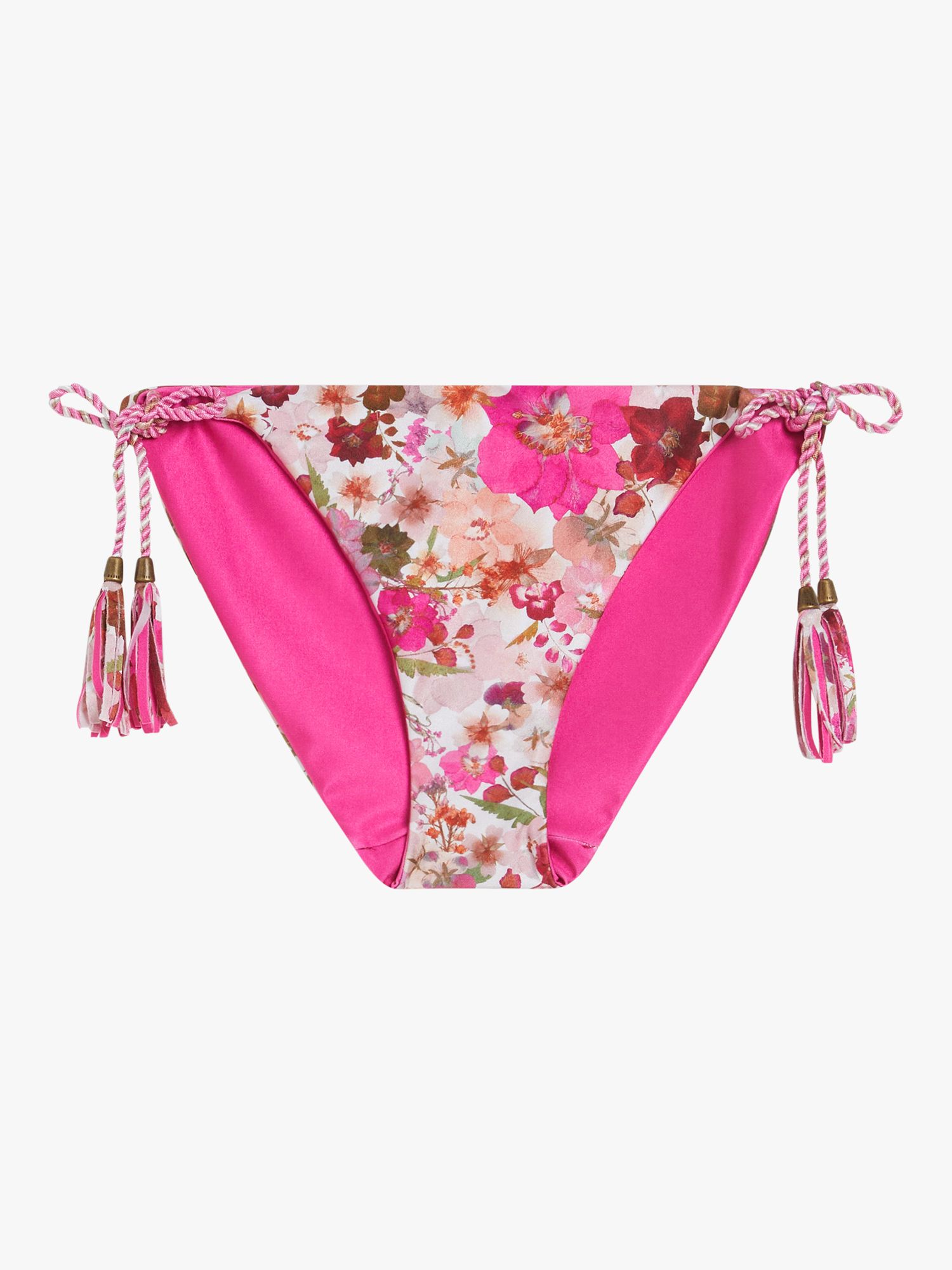 Ted Baker Victoaa Reversible Tie Side Bikini Bottoms, Pink/Multi, 14