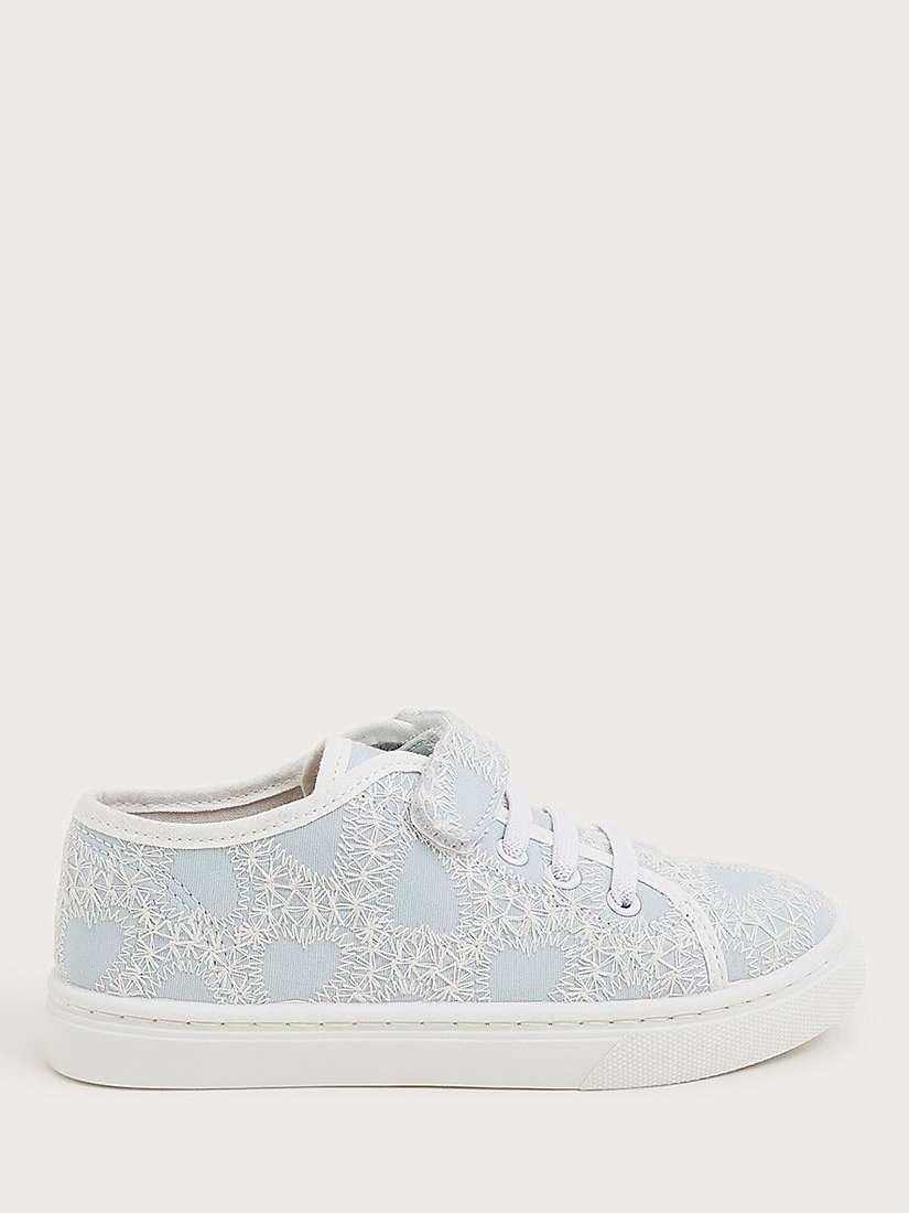 Buy Monsoon Kids' Heart Lace Trainers, Blue Online at johnlewis.com