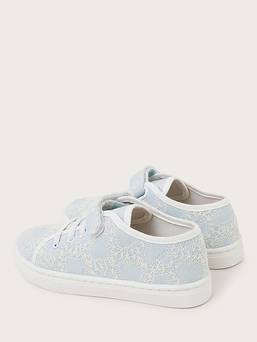Buy Monsoon Kids' Heart Lace Trainers, Blue Online at johnlewis.com