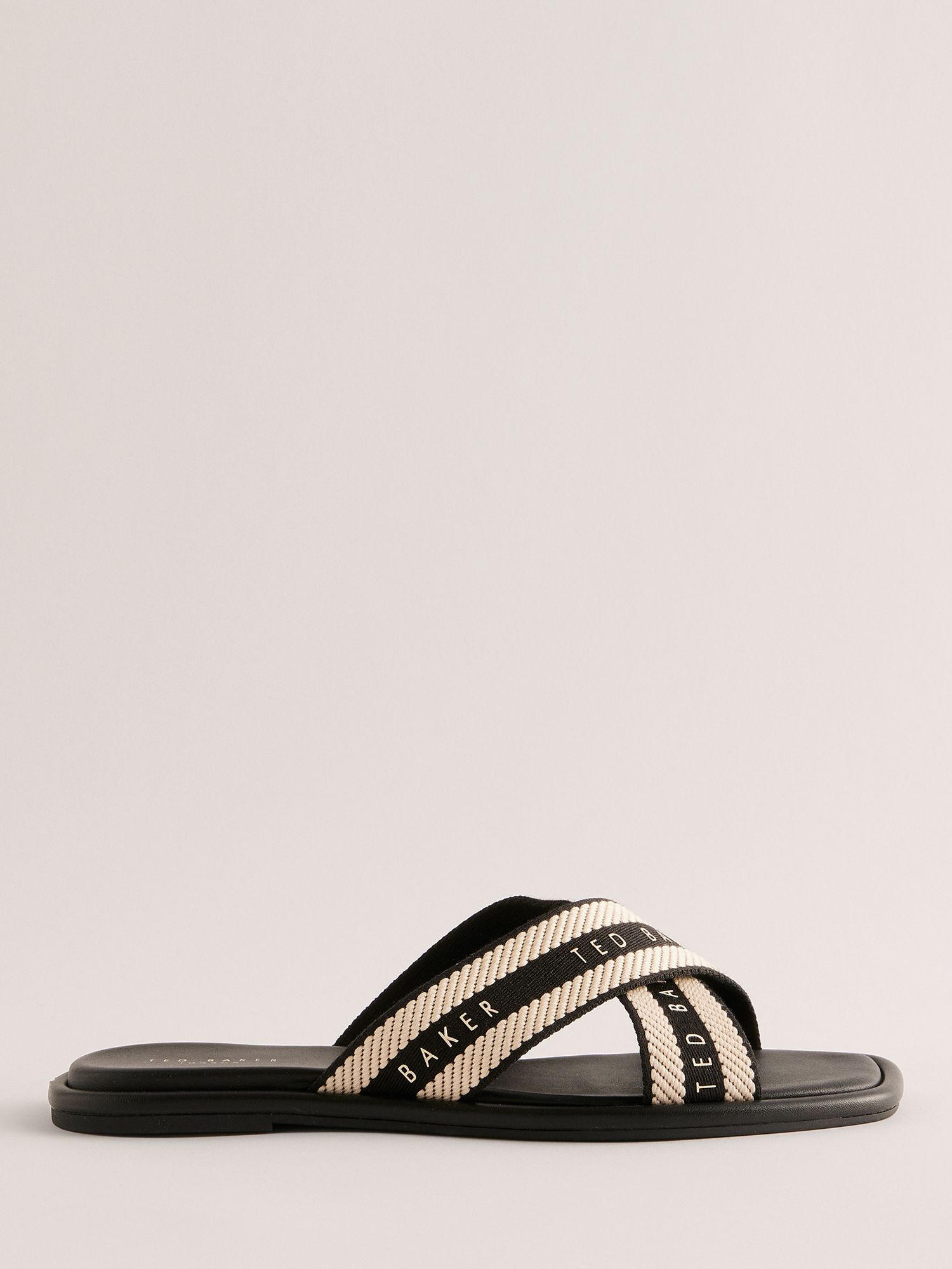 Ted Baker Ashika Cross Strap Logo Sandals, Black, EU36