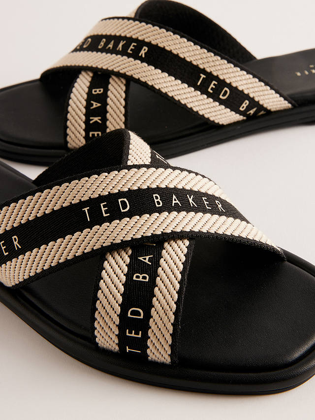 Ted Baker Ashika Cross Strap Logo Sandals, Black