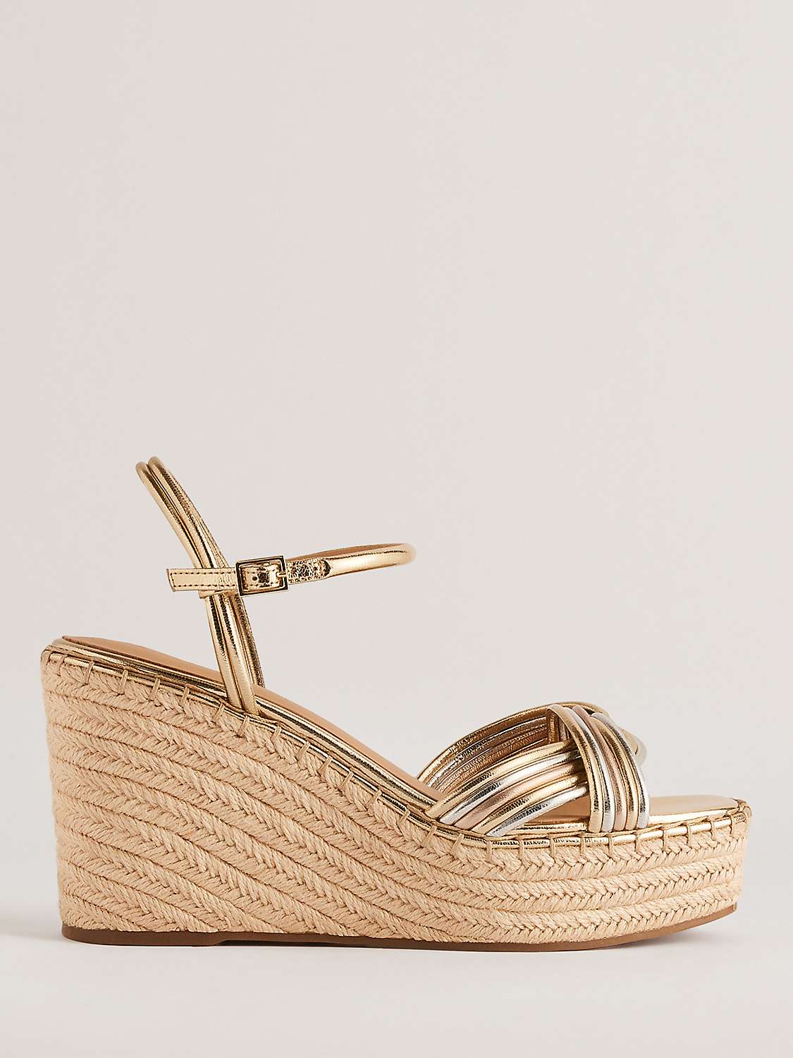 Buy Ted Baker Amaalia Cross Strap Leather Wedge Sandals, Rose Gold/Silver Online at johnlewis.com