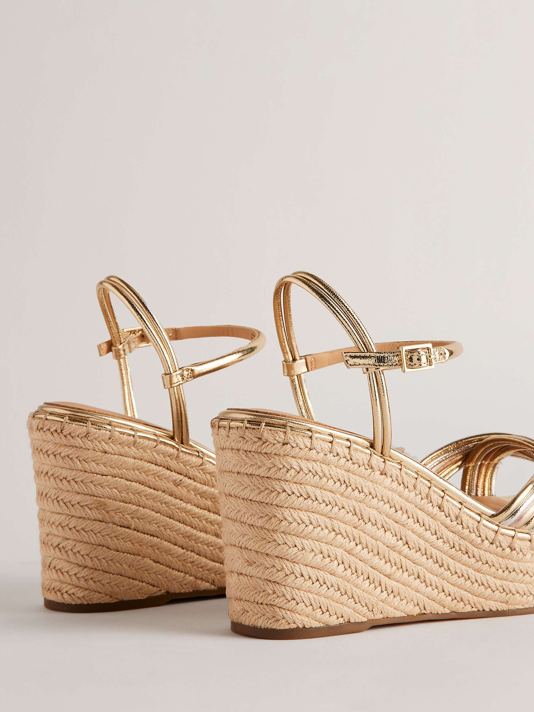 Buy Ted Baker Amaalia Cross Strap Leather Wedge Sandals, Rose Gold/Silver Online at johnlewis.com