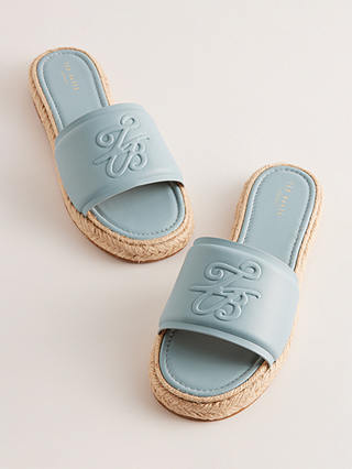Ted Baker Portiya Leather Espadrille Slider Sandals, Blue