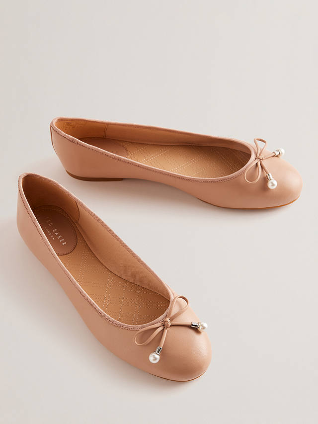 Ted Baker Ayvvah Flat Leather Pumps, Mid Pink