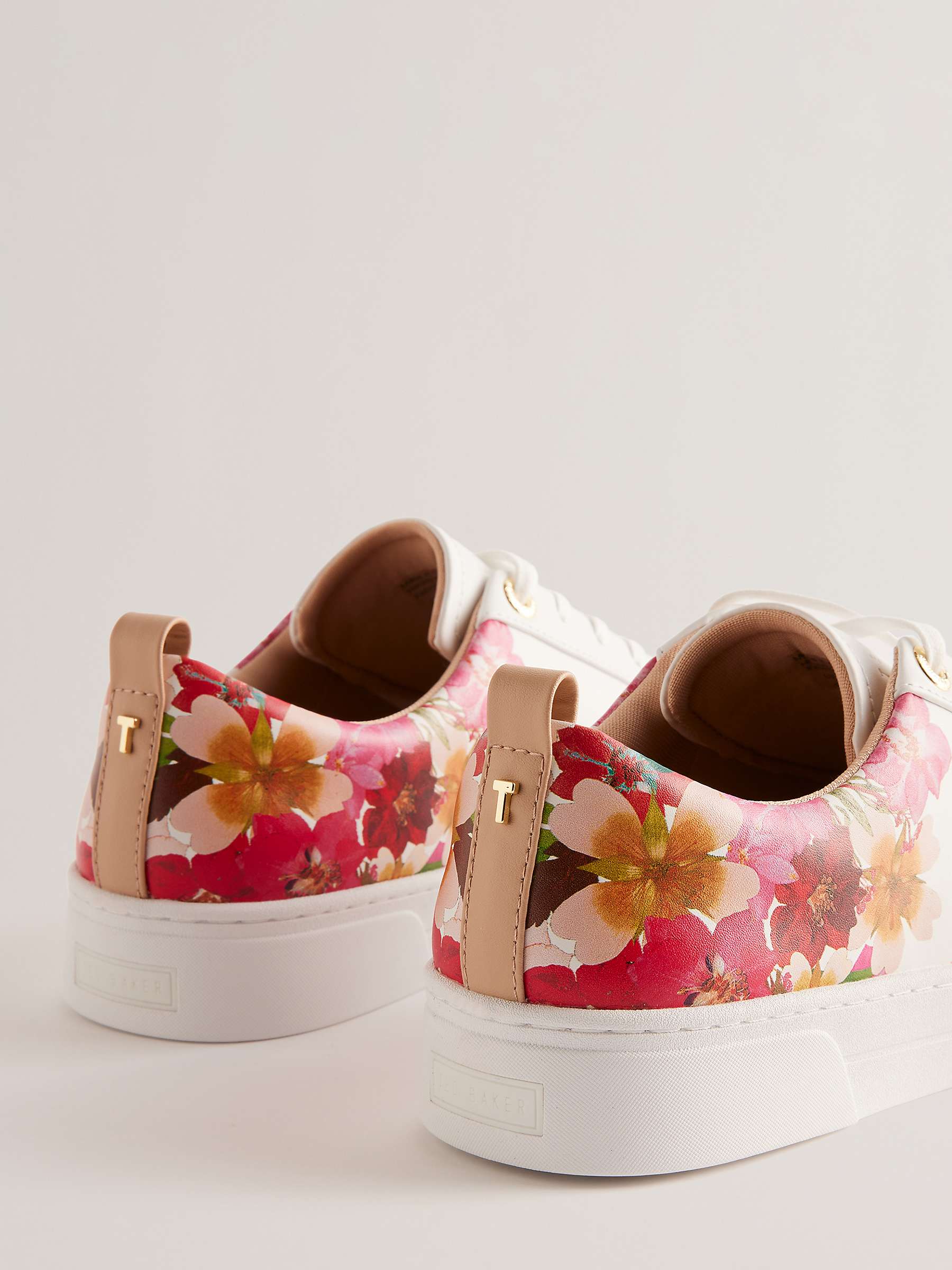Buy Ted Baker Alissn Floral Leather Cupsole Trainers, White/Multi Online at johnlewis.com