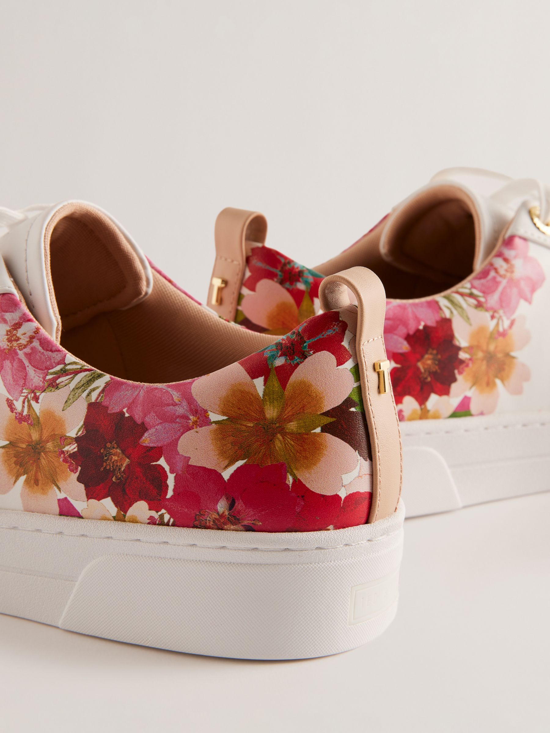 Buy Ted Baker Alissn Floral Leather Cupsole Trainers, White/Multi Online at johnlewis.com